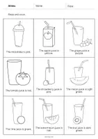 Aperçu - Cartes d'exercices - Drinks / Boissons: Read and Color 2 (Fiche d'exercices d'anglais) - Page 3