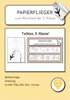 Vorschau - Mal- und Bastelvorlagen - ✈️ Papierflieger zum Abschied der 5. Klasse - Deckblatt