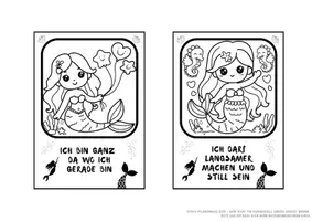 Vorschau - Anderer Materialtyp - Postkarten zum Ausmalen + Ausdrucken | Meerjungfrauen | Klasse 2 bis 5 - Seite 1
