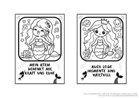 Vorschau - Anderer Materialtyp - Postkarten zum Ausmalen + Ausdrucken | Meerjungfrauen | Klasse 2 bis 5 - Seite 2