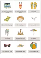 Aperçu - Fiches - Beach / Plage: Vocabulary Cards (Cartes de mots) - Page 2