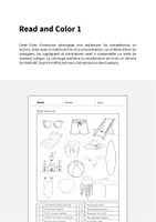 Aperçu - Cartes d'exercices - Beach / Plage: Read and Color 1 (Fiche d'exercices d'anglais) - Page 1