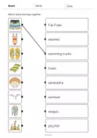 Aperçu - Cartes d'exercices - Beach / Plage: Draw the lines 2 (Fiche d'exercices d'anglais) - Page 2