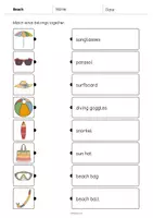 Aperçu - Cartes d'exercices - Beach / Plage: Draw the lines 2 (Fiche d'exercices d'anglais) - Page 3
