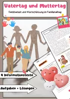 Vorschau - Arbeitsblätter - Vatertag und Muttertag: Dankbarkeit und Wertschätzung - Deckblatt