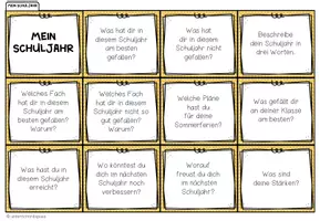 Vorschau - Fördermaterial/Inklusion - MEIN SCHULJAHR (Schulschluss) - Plauderkärtchen - Seite 1