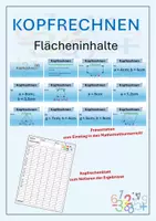 Vorschau - Arbeitsblätter - Kopfrechnen Flächeninhalte berechnen Präsentation - Deckblatt