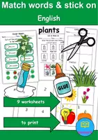 Vorschau - Unterrichtsreihen - Match words & stick on: Plants - Englisch (Schneiden und Kleben) - Deckblatt