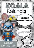 Vorschau - Mal- und Bastelvorlagen - Koalaklasse Geburtstagskalender im Superheldenstil - Deckblatt