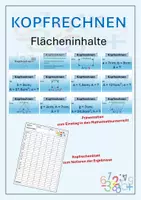 Vorschau - Arbeitsblätter - Kopfrechnen Flächeninhalte berechnen Niveau 2 Präsentation - Deckblatt