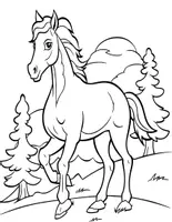 Aperçu - Matériel pour travaux manuels / dessin - Illustrated Horse Coloring Pages - Page 1
