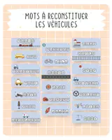 Aperçu - Feuilles d'exercices - 🚛 Mots à reconstituer - Les véhicules - Page de couverture