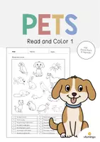 anteprima - Esercizi - Pets / Animali domestici: Read and Color 1 (Scheda di esercizi di inglese) - Pagina di copertina