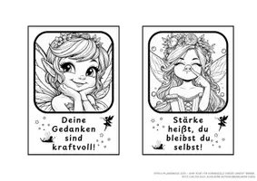 Vorschau - Mal- und Bastelvorlagen - Postkarten zum Ausdrucken und Ausmalen mit Feen + Sprüche | Klasse 2 bis 6 - Seite 1