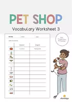 anteprima - Esercizi - Pet Shop / Negozio di animali: Vocabulary Worksheet 3 (Scheda di esercizi di inglese) - Pagina di copertina