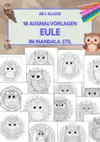 Vorschau - Arbeitsblätter - Eulen Mandalas – 18 Ausmalbilder ab der 1. Klasse 🦉 - Deckblatt