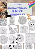 Vorschau - Arbeitsblätter - 15 Ausmalbilder einer Katze im Mandala Style 🐱 - Deckblatt