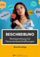 Vorschau - Mal- und Bastelvorlagen - Personenbeschreibung: passende Adjektive mit dem Lernfächer - Deckblatt
