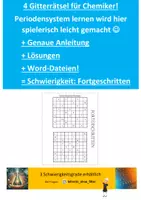 Vorschau - Arbeitsblätter - Gitterrätsel_Chemie_Periodensystem lernen_Fortgeschritten - Deckblatt