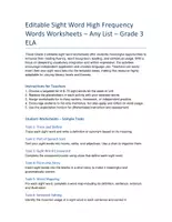 Vorschau - Arbeitsblätter - Grade 3 Editable Sight Word Practice – Flexible English Resource - Seite 1