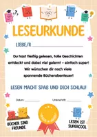 Vorschau - Anderer Materialtyp - Leseurkunde, Urkunde für Kinder. Urkunde fürs Vorlesen und Vorlesewettbewerb. Lesemotivation. Auszeichnung für Kinder. Zeugnis für Kinder - Seite 2