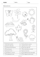 anteprima - Esercizi - Garden / Giardino: Read and Color 1 (Scheda di esercizi di inglese) - Pagina 2