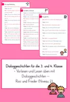 Vorschau - Aufgabenkarten - Dialoggeschichten Rosi und Frieder Klasse 3/4 Niveau 2 - Deckblatt