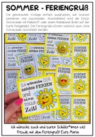 Vorschau - Mal- und Bastelvorlagen - Feriengruß / Feriengeschenk - Sommer (für Emoji-Schokolade) - Seite 1