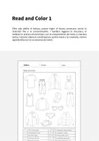 anteprima - Esercizi - Clothes / Vestiti: Read and Color 1 (Scheda di esercizi di inglese) - Pagina 1
