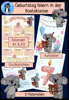 Vorschau - Poster - Geburtstagskalender – Deko-Set für die Koalaklasse (Klassentier Koala) 🐨🎂 - Deckblatt