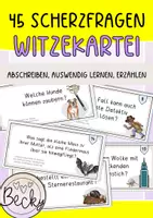 Vorschau - Aufgabenkarten - Witzekartei (45 Witze und Scherzfragen zum Lesen und Abschreiben ab Klasse 2) - Deckblatt
