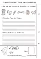 Vorschau - Test - Lernzielkontrolle im Fach Religion - Thema: Josef und seine Brüder - Seite 2