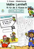 Vorschau - Arbeitsblätter - Mathe Klasse 2, Arbeitsblätter, Lernheft Sommer Wiederholung Klasse 3 - Deckblatt