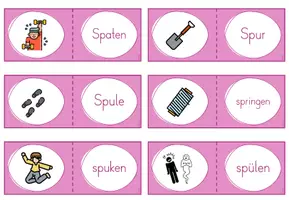 Vorschau - Spiele - Lesedomino: Wörter mit "sp" / Wort-Bild-Zuordnung (Klasse 1) (geeignet für Lesestationen) - Seite 2