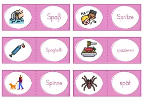Vorschau - Spiele - Lesedomino: Wörter mit "sp" / Wort-Bild-Zuordnung (Klasse 1) (geeignet für Lesestationen) - Seite 3