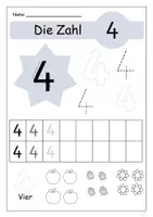 Vorschau - Arbeitsblätter - Die Zahl 4 - Deckblatt