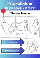 Vorschau - Mal- und Bastelvorlagen - Prickelbilder / Fensterbilder Thema Hennen/Hühner - Grundschule - Bastelvorlagen - Deckblatt