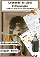 Vorschau - Arbeitsblätter - Leonardo da Vinci: die wichtigsten Erfindungen - Deckblatt