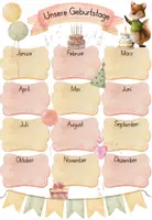 Vorschau - Poster - Geburtstagskalender – Deko-Set für die Fuchsklasse (Klassentier Fuchs) 🦊🎂 - Seite 1
