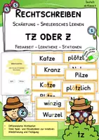 Vorschau - Spiele - Wortkarten „tz oder z“ – Differenzierte Karten für Rechtschreibspiele - Deckblatt