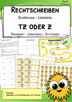 Vorschau - Spiele - Rechtschreibspiel „tz oder z“ – Brettspiel & Kärtchen - Deckblatt