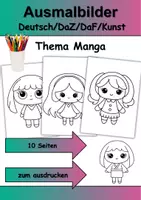 Vorschau - Mal- und Bastelvorlagen - Ausmalbilder & Mandalas PAKET Thema Mangas - Grundschule - Bastelvorlagen - Seite 1