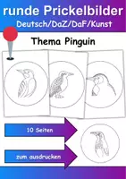 Vorschau - Mal- und Bastelvorlagen - runde Prickelbilder / Fensterbilder Thema Pinguine - Grundschule - Bastelvorlagen - Deckblatt