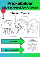 Vorschau - Mal- und Bastelvorlagen - Prickelbilder / Fensterbilder Thema Quallen - Grundschule - Bastelvorlagen - Deckblatt