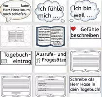 Vorschau - Arbeitsblätter - Tagebucheintrag Tafelmaterial und weitere Materialien auch zum Bilderbuch - Deckblatt