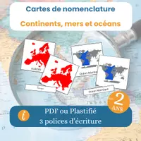Aperçu - Cartes / Images - Cartes de nomenclature les continents, mers et océans - Page de couverture