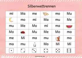 Vorschau - Spiele - Silbenwettrennen - Silben lesen - Deckblatt