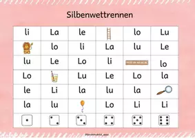 Vorschau - Spiele - Silbenwettrennen - Silben lesen - Seite 1