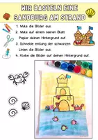 Vorschau - Arbeitsblätter - Sommer Kunst Klasse 1, 2, Vorschule, Kita, einfache Bilder basteln-Feinmotorik - Seite 1