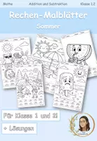 Vorschau - Arbeitsblätter - Rechen-Malblätter - Sommer - Klasse 1-2 - Deckblatt